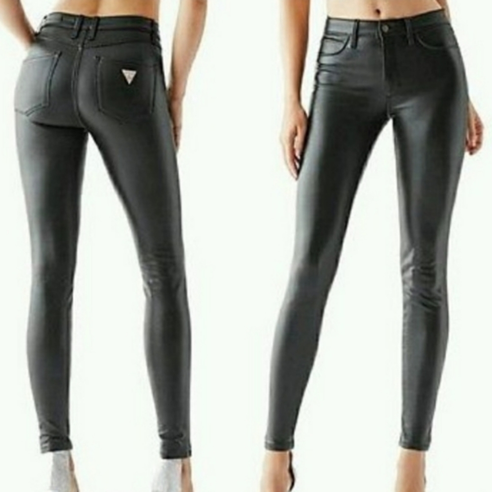NWOT Guess Black Gloss Power Skinny Jeans
